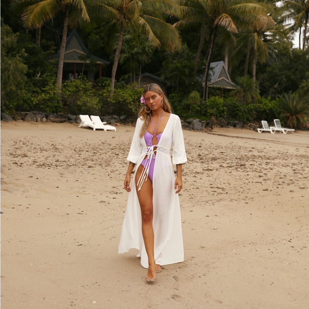 Hello Molly White and Purple Maxi Dress